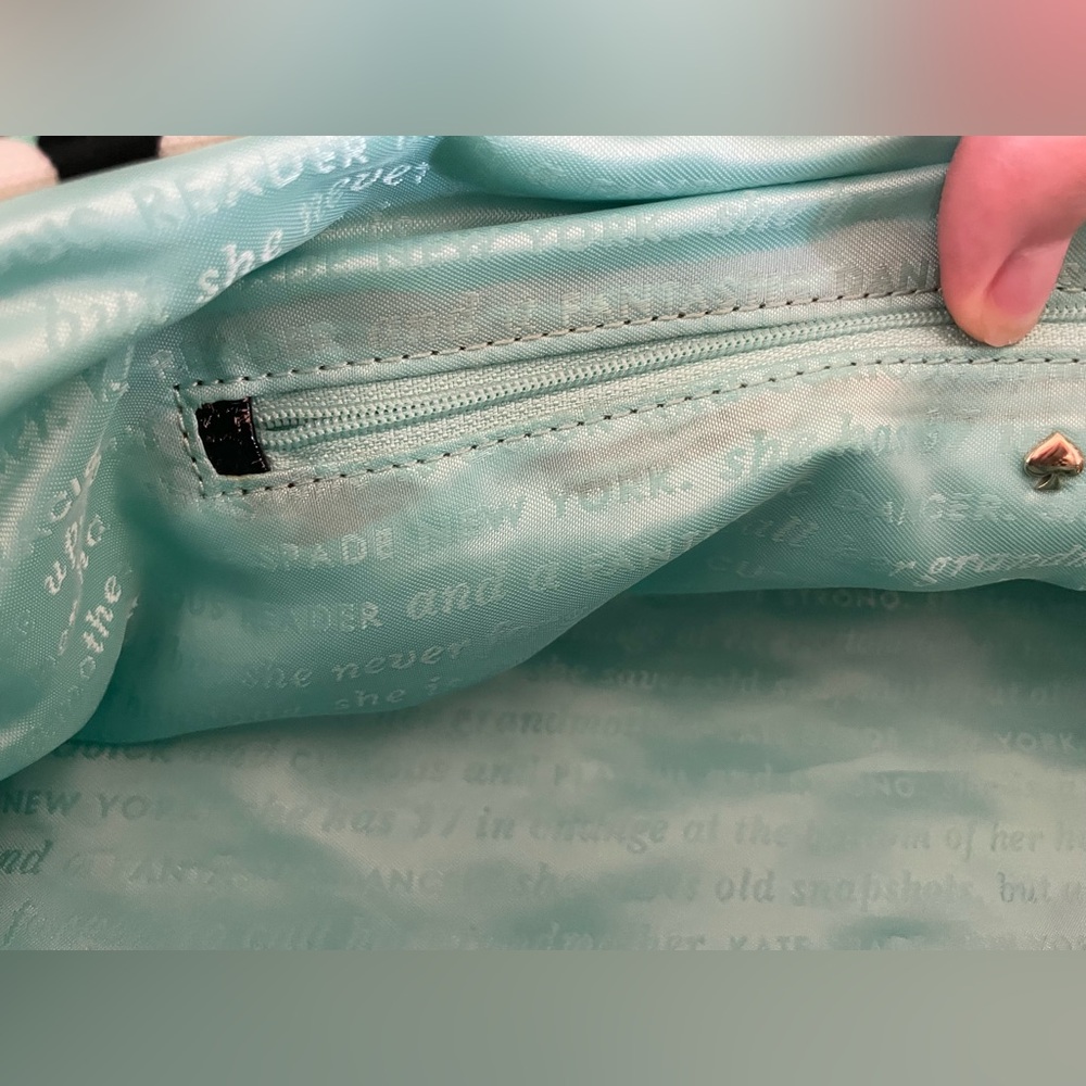 KATE SPADE Dundee Drive Stevie Mint Green Checkered Tote Shoulder Bag Storybook - Picture 15 of 16